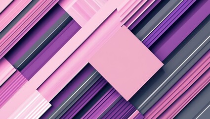 Canvas Print - abstract geometric layered background with pink purple and gray color scheme