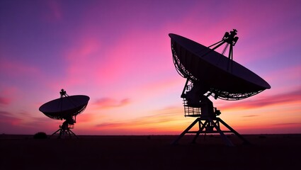 satellite dish at sunset