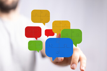 Aufkleber - Teamwork, communication, solutions, collaboration, strategy, puzzle, pieces, connection, ideas, innovation, success, problem-solving, teamwork, brainstormi