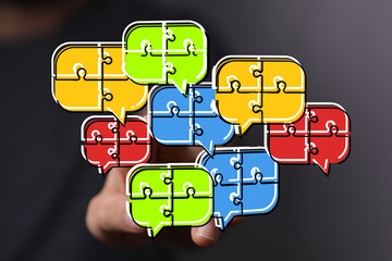 Aufkleber - Teamwork, collaboration, communication, puzzle pieces, solutions, ideas, strategy, innovation, connection, unity, brainstorming, problem-solving, synergy,