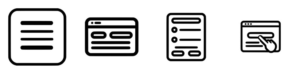 Icon set featuring various user interface elements for design applications and web development