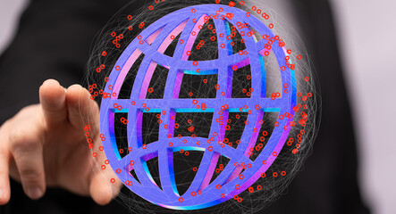 Fototapete - Abstract image of a digital globe, representing global connectivity and networking.