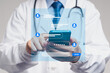 © meeboonstudio - Doctor using smartphone with chat interface, concept of telemedicine and digital health support.