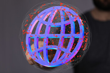 Fototapete - Abstract image depicting global network, internet connections, data flow, and digital technology.