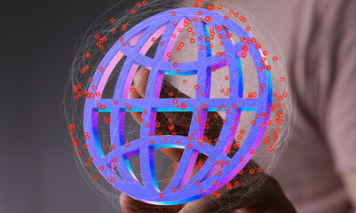 Fototapete - Abstract image of a digital globe, representing global connectivity and data exchange.