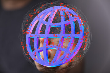 Fototapete - Abstract image of a global network connection, representing digital technology and communication.