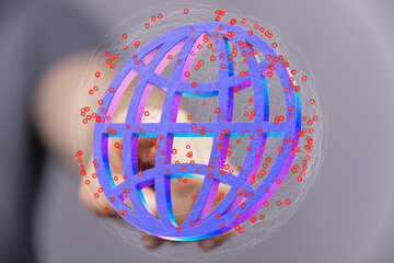 Fototapete - Abstract image of a digital globe, representing global networking and data connections.
