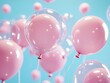 © byakuyaai - Floating pink balloons against a cerulean backdrop creating a celebration vibe