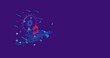 © Alexey - Pink bonfire symbol on a pedestal of abstract geometric shapes floating in the air. Abstract concept art with flying shapes on the left. 3d illustration on deep purple background