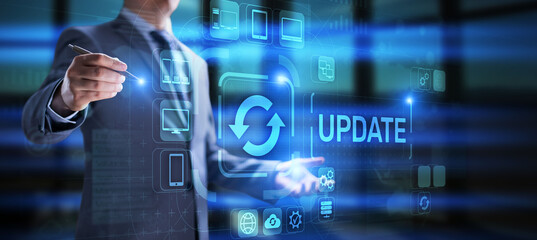 update software system upgrade download new version internet technology concept.