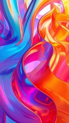 Wall Mural - 3d render, abstract background of volumetric maze, tangled colorful gradient tubes