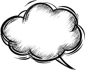 Poster - Hand-drawn black and white speech bubble with rough sketch lines. Vector illustration