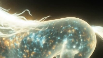 Mystical Horse Digital Art Animation with Ethereal Glow on Black Background