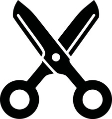 Poster - Black silhouette of open scissors with simple bold design. Vector illustration