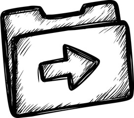 Leinwandbilder - Sketch style folder with arrow symbolizing file transfer. Vector illustration