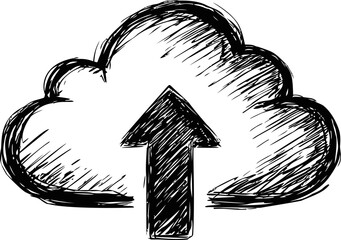 Leinwandbilder - Illustration of cloud with upward arrow symbolizing data upload concept. Vector illustration