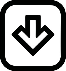 Poster - Black downward pointing arrow in square frame sign with bold lines. Vector illustration