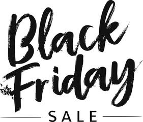 Leinwandbilder - Black friday sale in bold brush lettering, promotional graphic. Vector illustration