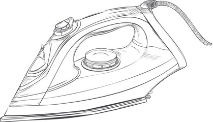 Poster - Illustration of a sketchy detailed clothes iron. Vector illustration