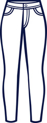 Aufkleber - Illustrated outline of white jeans with dark blue stitching and button detail. Vector illustration