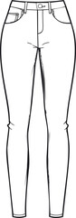 Aufkleber - Line drawing of jeans with a black outline, fashion illustration design concept. Vector illustration