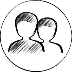 Aufkleber - Sketch style icon of two faceless people in black and white illustration. Vector illustration