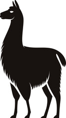Aufkleber - Silhouette of a standing llama with fur details, . Vector illustration
