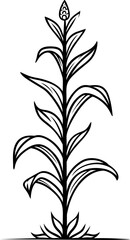 Aufkleber - Abstract black and white illustration of a stylized plant with leaves. Vector illustration