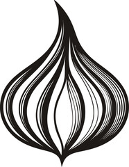 Aufkleber - Black and white  of onion shape with flowing lines. Vector illustration