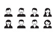 © Md Akter Hossen - Diverse Collection of Simple Black and White User Profile Icons Male and Female Avatar Illustrations for Websites and Apps