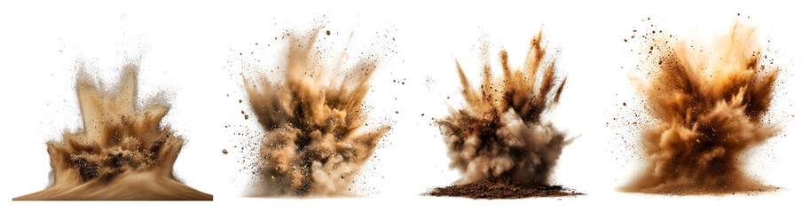 Wall Mural - png dynamic explosive sand bursts, element set on transparent background