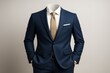 © Pixels Hunter - Elegant business suit with beige tie on light background, headless concept showing corporate attire style and abstract professionalism focus.