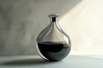 Poster - A glass decanter with dark liquid.