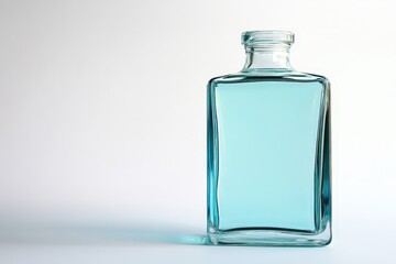 Poster - Light teal glass bottle with a rectangular shape.