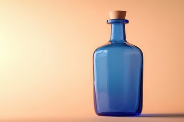 Poster - shot of a blue glass bottle with a cork stopper.