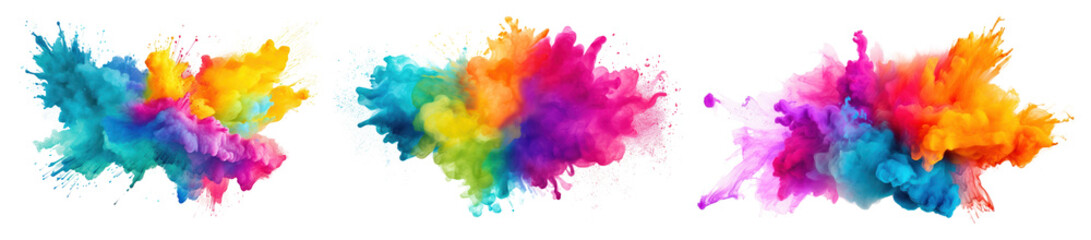Wall Mural - png vibrant colorful paint splashes, element set on transparent background