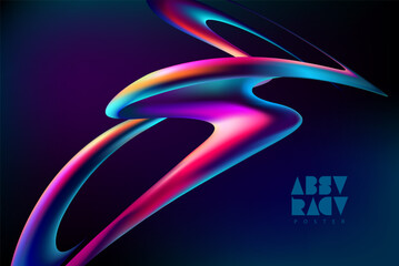 Wall Mural - abstract fluid 3d ribbon. colorful dynamic shape of spiral lines. liquid design element.