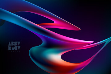 Wall Mural - 3d colorful twisted lines. liquid geometric shapes. abstract vector design element.