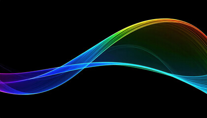 Wall Mural - Colorful abstract wave flow on black background for digital art