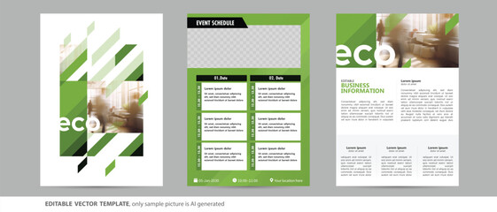 green sustainable eco business flyer booklet event schedule timeline time table background template