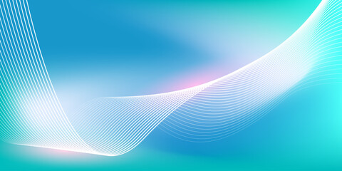 Wall Mural - Abstract blue gradient background with shining lines waves. Minimalist background for banner, poster, cover, brochure, flyer, website