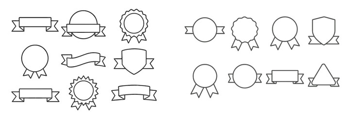 Fototapete - Various award and badge designs with blank shapes for customizable graphics and decorations in black and white