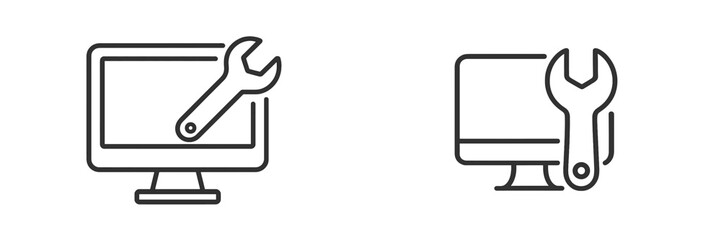 Poster - Computer repair tools illustrated with a monitor and wrench design for technical support