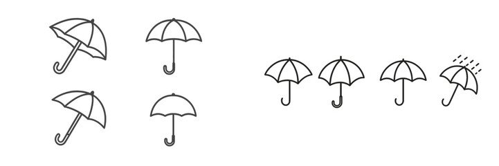Aufkleber - Umbrella designs featuring varied styles and weather effects enhancing creative illustrations for rainy themes