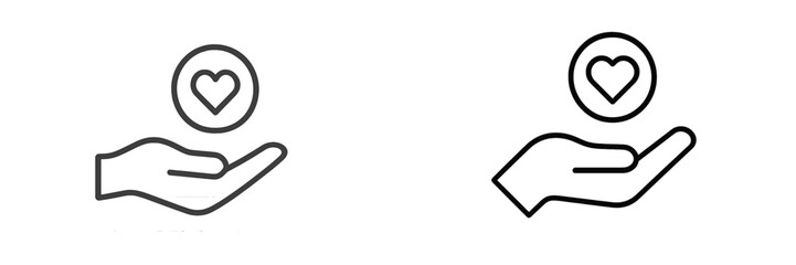 Poster - Simple hand design with heart icon symbolizing care and compassion in minimal style