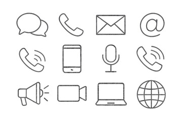 Aufkleber - Communication symbols representing various digital and traditional methods, illustrating connectivity and interaction in modern society