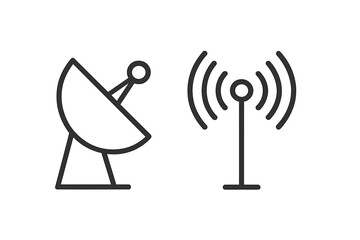 Fototapete - Satellite dish and antenna represent modern communication technologies for transmission and reception