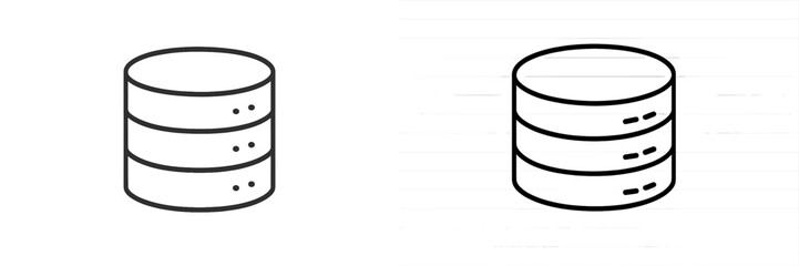 Leinwandbilder - Database icons illustrating different styles in digital design for software development and user interfaces