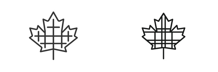 Poster - Unique line art designs of maple leaves showcasing minimalist patterns on a white background