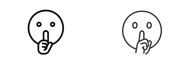 Poster - Two simple line drawings of a person with a finger on their lips, indicating silence or a need for quiet, suitable for various contexts